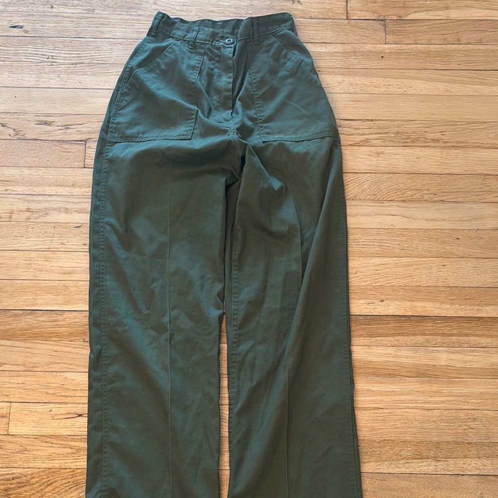 Vintage Army Green Cargo Trousers – Size 2–4